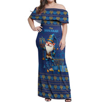 Hanukkah Jewish Star of David Off Shoulder Maxi Dress Chilling With My Gnomies - Wonder Print Shop
