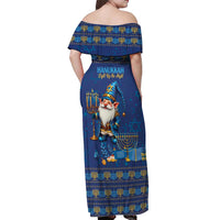 Hanukkah Jewish Star of David Off Shoulder Maxi Dress Chilling With My Gnomies - Wonder Print Shop