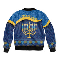 Love and Light Hanukkah Bomber Jacket The Hanukkiah Menorah Pattern LT9 - Wonder Print Shop