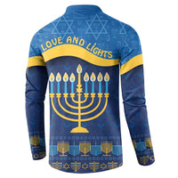 Love and Light Hanukkah Button Sweatshirt The Hanukkiah Menorah Pattern LT9 - Wonder Print Shop