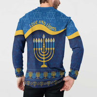 Love and Light Hanukkah Button Sweatshirt The Hanukkiah Menorah Pattern LT9 - Wonder Print Shop