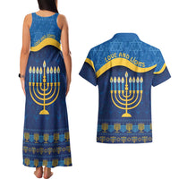 Love and Light Hanukkah Couples Matching Tank Maxi Dress and Hawaiian Shirt The Hanukkiah Menorah Pattern LT9 - Wonder Print Shop