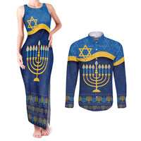 Love and Light Hanukkah Couples Matching Tank Maxi Dress and Long Sleeve Button Shirt The Hanukkiah Menorah Pattern LT9 - Wonder Print Shop