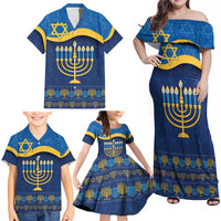 Love and Light Hanukkah Family Matching Off Shoulder Maxi Dress and Hawaiian Shirt The Hanukkiah Menorah Pattern LT9 - Wonder Print Shop