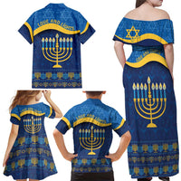 Love and Light Hanukkah Family Matching Off Shoulder Maxi Dress and Hawaiian Shirt The Hanukkiah Menorah Pattern LT9 - Wonder Print Shop