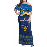 Love and Light Hanukkah Family Matching Off Shoulder Maxi Dress and Hawaiian Shirt The Hanukkiah Menorah Pattern LT9 - Wonder Print Shop