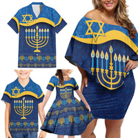 Love and Light Hanukkah Family Matching Off Shoulder Short Dress and Hawaiian Shirt The Hanukkiah Menorah Pattern LT9 - Wonder Print Shop