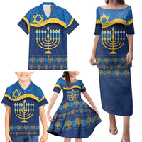 Love and Light Hanukkah Family Matching Puletasi and Hawaiian Shirt The Hanukkiah Menorah Pattern - Wonder Print Shop