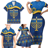 Love and Light Hanukkah Family Matching Short Sleeve Bodycon Dress and Hawaiian Shirt The Hanukkiah Menorah Pattern - Wonder Print Shop
