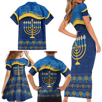 Love and Light Hanukkah Family Matching Short Sleeve Bodycon Dress and Hawaiian Shirt The Hanukkiah Menorah Pattern - Wonder Print Shop