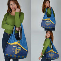 Love and Light Hanukkah Grocery Bag The Hanukkiah Menorah Pattern