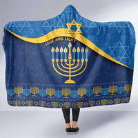 Love and Light Hanukkah Hooded Blanket The Hanukkiah Menorah Pattern