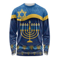 Love and Light Hanukkah Long Sleeve Shirt The Hanukkiah Menorah Pattern - Wonder Print Shop