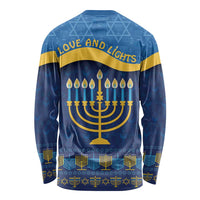 Love and Light Hanukkah Long Sleeve Shirt The Hanukkiah Menorah Pattern - Wonder Print Shop