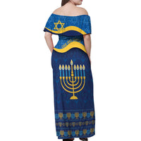 Love and Light Hanukkah Off Shoulder Maxi Dress The Hanukkiah Menorah Pattern - Wonder Print Shop