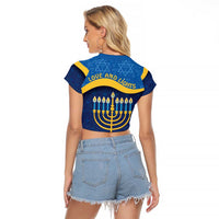 Love and Light Hanukkah Raglan Cropped T Shirt The Hanukkiah Menorah Pattern - Wonder Print Shop