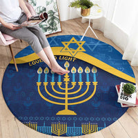 Love and Light Hanukkah Round Carpet The Hanukkiah Menorah Pattern