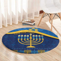 Love and Light Hanukkah Round Carpet The Hanukkiah Menorah Pattern
