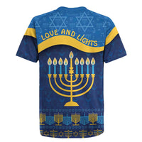 Love and Light Hanukkah Rugby Jersey The Hanukkiah Menorah Pattern - Wonder Print Shop