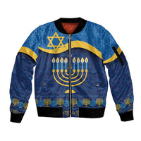 Love and Light Hanukkah Sleeve Zip Bomber Jacket The Hanukkiah Menorah Pattern - Wonder Print Shop