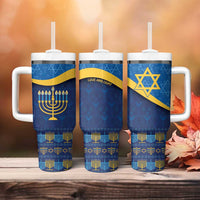 Love and Light Hanukkah Tumbler With Handle The Hanukkiah Menorah Pattern - Wonder Print Shop