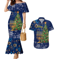 Merry Chrismukkah Couples Matching Mermaid Dress and Hawaiian Shirt Merry Christmas and Happy Hanukkah LT9 - Wonder Print Shop