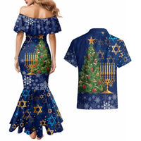 Merry Chrismukkah Couples Matching Mermaid Dress and Hawaiian Shirt Merry Christmas and Happy Hanukkah LT9 - Wonder Print Shop