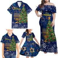 Merry Chrismukkah Family Matching Off Shoulder Maxi Dress and Hawaiian Shirt Merry Christmas and Happy Hanukkah LT9 - Wonder Print Shop