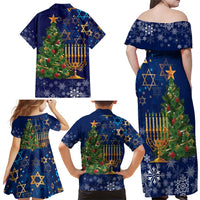Merry Chrismukkah Family Matching Off Shoulder Maxi Dress and Hawaiian Shirt Merry Christmas and Happy Hanukkah LT9 - Wonder Print Shop