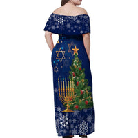 Merry Chrismukkah Family Matching Off Shoulder Maxi Dress and Hawaiian Shirt Merry Christmas and Happy Hanukkah LT9 - Wonder Print Shop