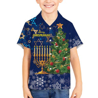 Merry Chrismukkah Family Matching Off Shoulder Short Dress and Hawaiian Shirt Merry Christmas and Happy Hanukkah LT9 - Wonder Print Shop