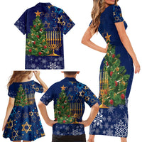 Merry Chrismukkah Family Matching Short Sleeve Bodycon Dress and Hawaiian Shirt Merry Christmas and Happy Hanukkah - Wonder Print Shop