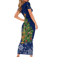 Merry Chrismukkah Family Matching Short Sleeve Bodycon Dress and Hawaiian Shirt Merry Christmas and Happy Hanukkah - Wonder Print Shop
