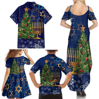 Merry Chrismukkah Family Matching Summer Maxi Dress and Hawaiian Shirt Merry Christmas and Happy Hanukkah - Wonder Print Shop