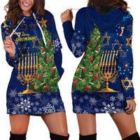 Merry Chrismukkah Hoodie Dress Merry Christmas and Happy Hanukkah - Wonder Print Shop