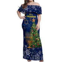 Merry Chrismukkah Off Shoulder Maxi Dress Merry Christmas and Happy Hanukkah - Wonder Print Shop