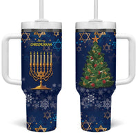 Merry Chrismukkah Tumbler With Handle Merry Christmas and Happy Hanukkah - Wonder Print Shop