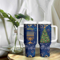 Merry Chrismukkah Tumbler With Handle Merry Christmas and Happy Hanukkah - Wonder Print Shop