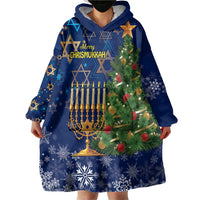 Merry Chrismukkah Wearable Blanket Hoodie Merry Christmas and Happy Hanukkah - Wonder Print Shop