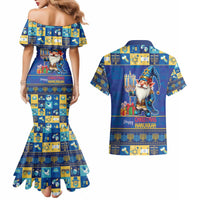 Merry Chrismukkah Couples Matching Mermaid Dress and Hawaiian Shirt With Gnome Christmas Hanukkah LT9 - Wonder Print Shop