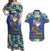 Merry Chrismukkah Couples Matching Off Shoulder Maxi Dress and Hawaiian Shirt With Gnome Christmas Hanukkah LT9 - Wonder Print Shop