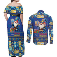 Merry Chrismukkah Couples Matching Off Shoulder Maxi Dress and Long Sleeve Button Shirt With Gnome Christmas Hanukkah LT9 - Wonder Print Shop