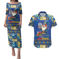 Merry Chrismukkah Couples Matching Puletasi and Hawaiian Shirt With Gnome Christmas Hanukkah LT9 - Wonder Print Shop