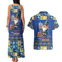 Merry Chrismukkah Couples Matching Tank Maxi Dress and Hawaiian Shirt With Gnome Christmas Hanukkah LT9 - Wonder Print Shop