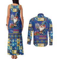 Merry Chrismukkah Couples Matching Tank Maxi Dress and Long Sleeve Button Shirt With Gnome Christmas Hanukkah LT9 - Wonder Print Shop