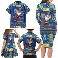 Merry Chrismukkah Family Matching Long Sleeve Bodycon Dress and Hawaiian Shirt With Gnome Christmas Hanukkah LT9 - Wonder Print Shop