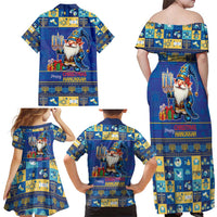 Merry Chrismukkah Family Matching Off Shoulder Maxi Dress and Hawaiian Shirt With Gnome Christmas Hanukkah LT9 - Wonder Print Shop