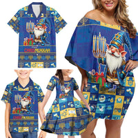 Merry Chrismukkah Family Matching Off Shoulder Short Dress and Hawaiian Shirt With Gnome Christmas Hanukkah LT9 - Wonder Print Shop