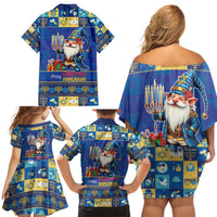Merry Chrismukkah Family Matching Off Shoulder Short Dress and Hawaiian Shirt With Gnome Christmas Hanukkah LT9 - Wonder Print Shop