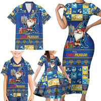 Merry Chrismukkah Family Matching Short Sleeve Bodycon Dress and Hawaiian Shirt With Gnome Christmas Hanukkah - Wonder Print Shop